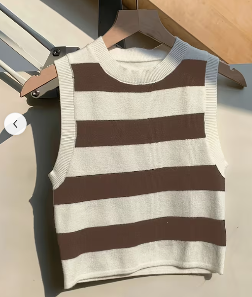 Coffee Colorblock Slim Fit Tank Top