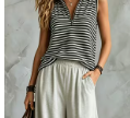 Black White Stripe 1/4 zip Sleeveless