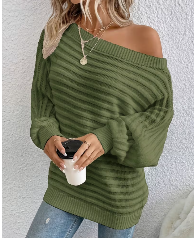Off Shoulder Lantern Sleeve Sweater