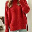 Red Half Turtleneck with Cuffed Sleeves