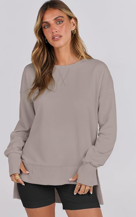 Khaki Oversized Lightweight Sweatshirt