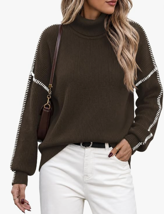 Brown Chunky Stitched Sweater
