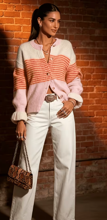 Color-Block Striped Cardigan