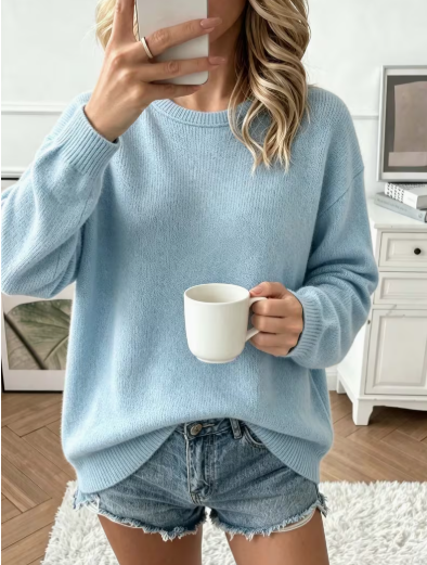 Sky Blue Round Neck Sweater