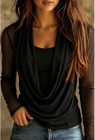Mesh Long Sleeve Two Piece Set