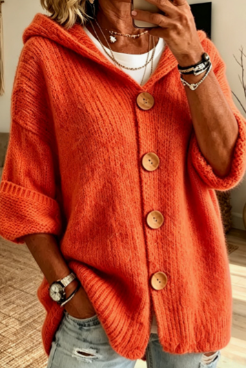 Solid Button up Knitted Cardigan