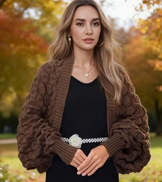 Coffee Retro Retro Shawl Cardigan