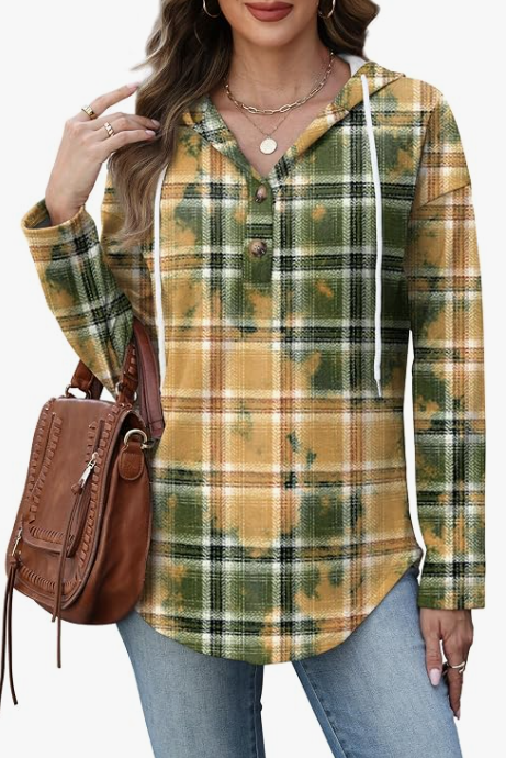 Tye Dye Green Yellow Button Hoodie