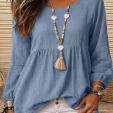 Blue Elastic Sleeve Top