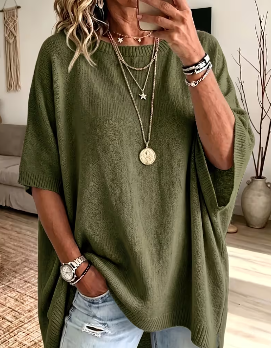 Round Neck Bohemian Casual Hem Cape