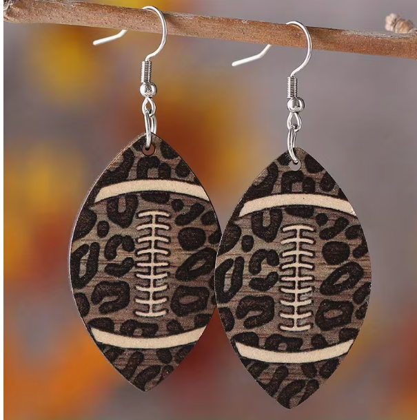 Vintage Leopard Football Dangle Earrings