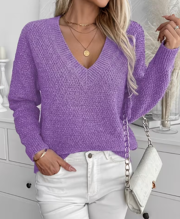 Dark Violet V-neck Sweater