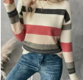 Stripe & Color Round Neck Sweater