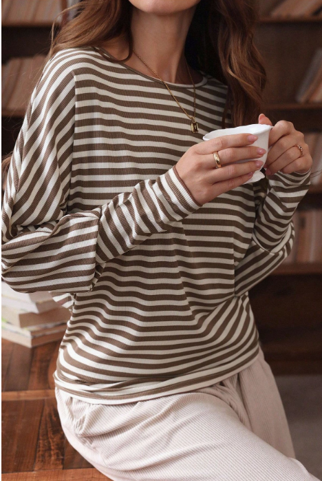 Stripe Dolman Long Sleeve Top