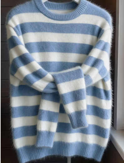Light Blue Two Tone Pullover Sweater